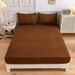 Solid Color Brushed Fitted Sheet Dust Proof Skin Friendly Bed Fitted Sheet Mattress Protector Fitted Sheet - 1PC_maomaolike.com