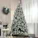 7.5 Ft Tall Unlit Snow Flocked Pine Artificial Christmas Tree With Realistic Branches, Green_maomaolike.com
