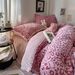 Wholesale French Leopard Print Pom-Pom Lace Milk Velvet Autumn Winter Double-Sided Warm Coral Fleece Four-Piece Set_maomaolike.com