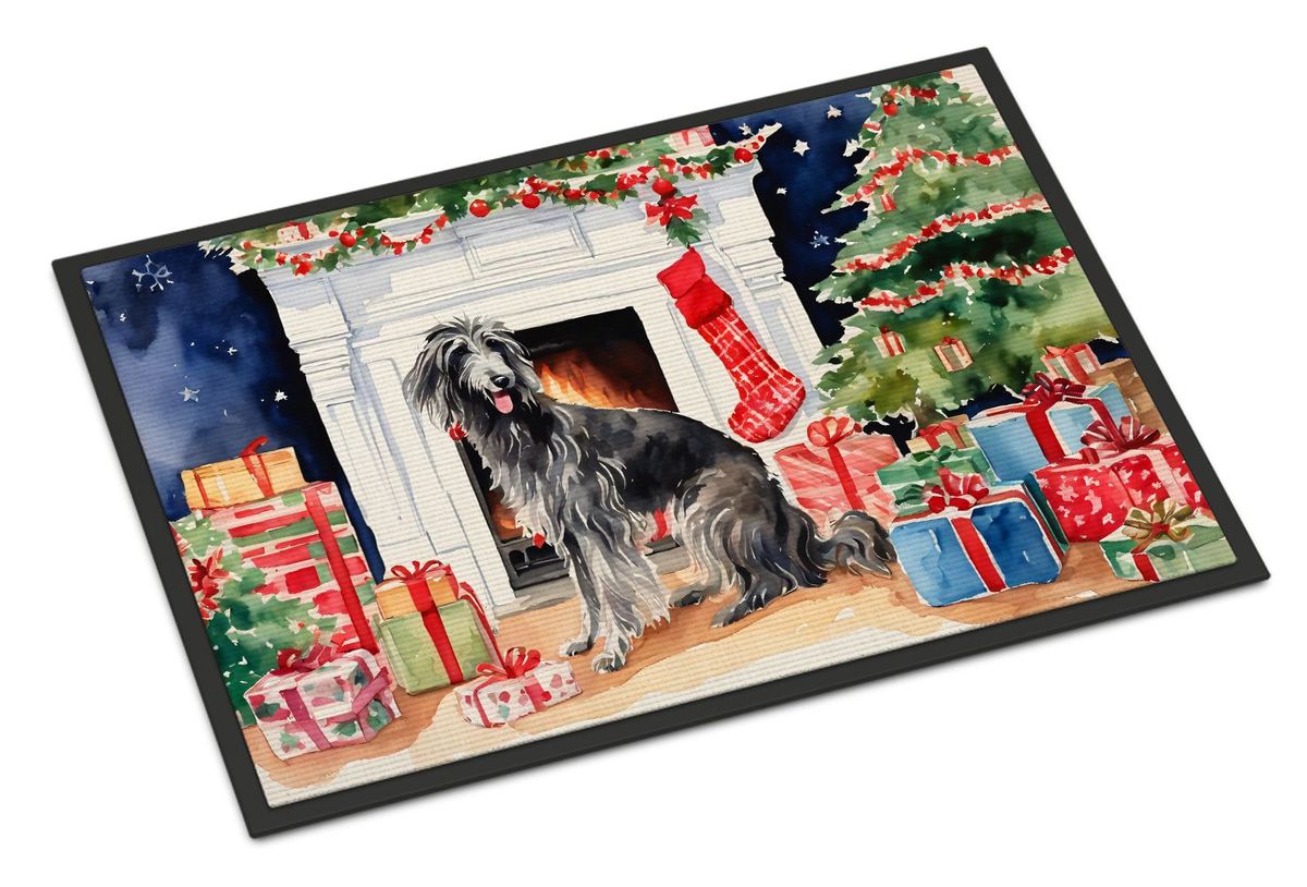 Scottish Deerhound Cozy Christmas Doormat Front Door Mat Indoor Outdoor Rugs For Entryway, Non Slip Washable Low Pile, 24H X 36W_maomaolike.com