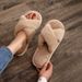 Women’s Cross Band Fur Slippers Indoor Furry Fuzzy Open Toe Shoes Home Cozy Warm Slides Double Straps Slipper Soft Sole_maomaolike.com