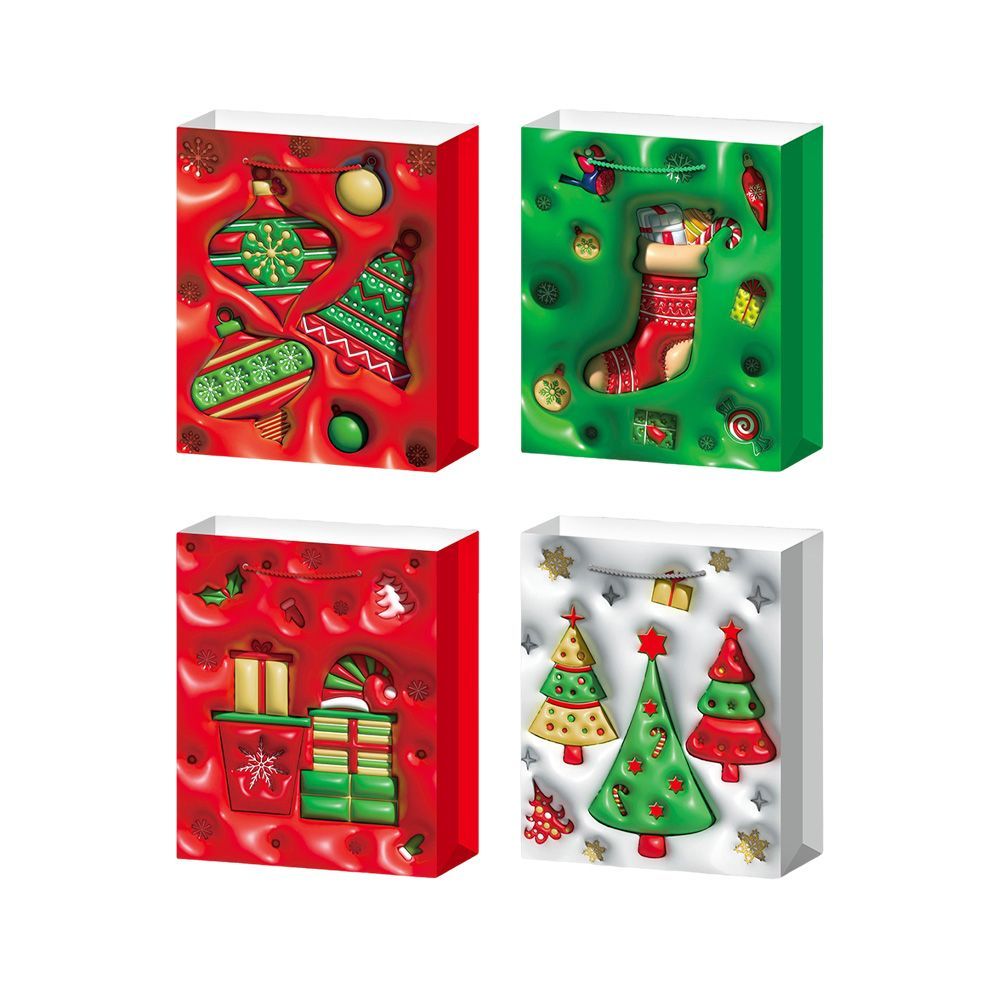 12-Pack Red Christmas Gift Bags Assorted Sizes With Handles Trees, Cartoon Holiday Birthday, And Parties, 12Pcs_maomaolike.com