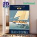 America's Cup Sailing Painting Poster, Vintage Retro 1934 Rainbow Yacht With Sailors On Sea Poster, Classic Nautical Artwork, Ideal For Home Office_maomaolike.com