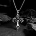 1PCS Retro Flame Cross Pendant Necklace Men's And Women's Long Chain Punk Gothic Fashion Accessories_maomaolike.com