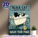 Black Cat Bath Themed Painting Poster, Vintage Whimsical Black Cat In Bathtub With Bubbles Poster, Playful Decorative Accent For Bathroom_maomaolike.com
