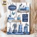 Nautical Bathroom Painting Poster, Vintage Coastal Blue-toned Bathroom Essentials Poster, With Rustic Shelves & Playful Signs, Adds Cozy Tidy Vibe For_maomaolike.com