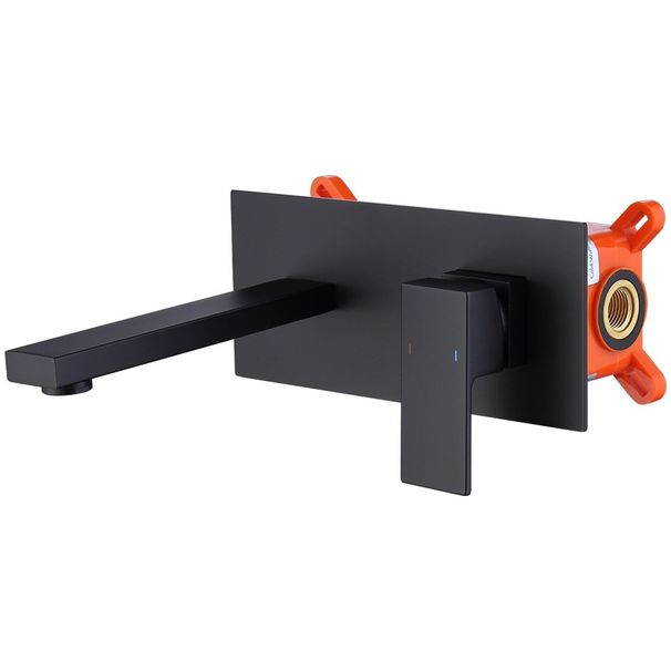 Wall Mount Faucet For Bathroom Sink Or Bathtub, Single Handle 2 Holes Brass Rough-in Valve Included, Matte Black_maomaolike.com