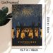 Victorious Portsmouth Music Festival Painting Poster, Vibrant Stylized Silhouette Concert Scene With Golden Fireworks Poster, Captures Festive Live_maomaolike.com