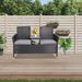 Outdoor Loveseat, 2 Seat Loveseat With Cushions And Built-in Coffee Table, Bench For Balcony Furniture Sets Non-removable Back Without Glass( Backrest Of Integrated Piece )_maomaolike.com