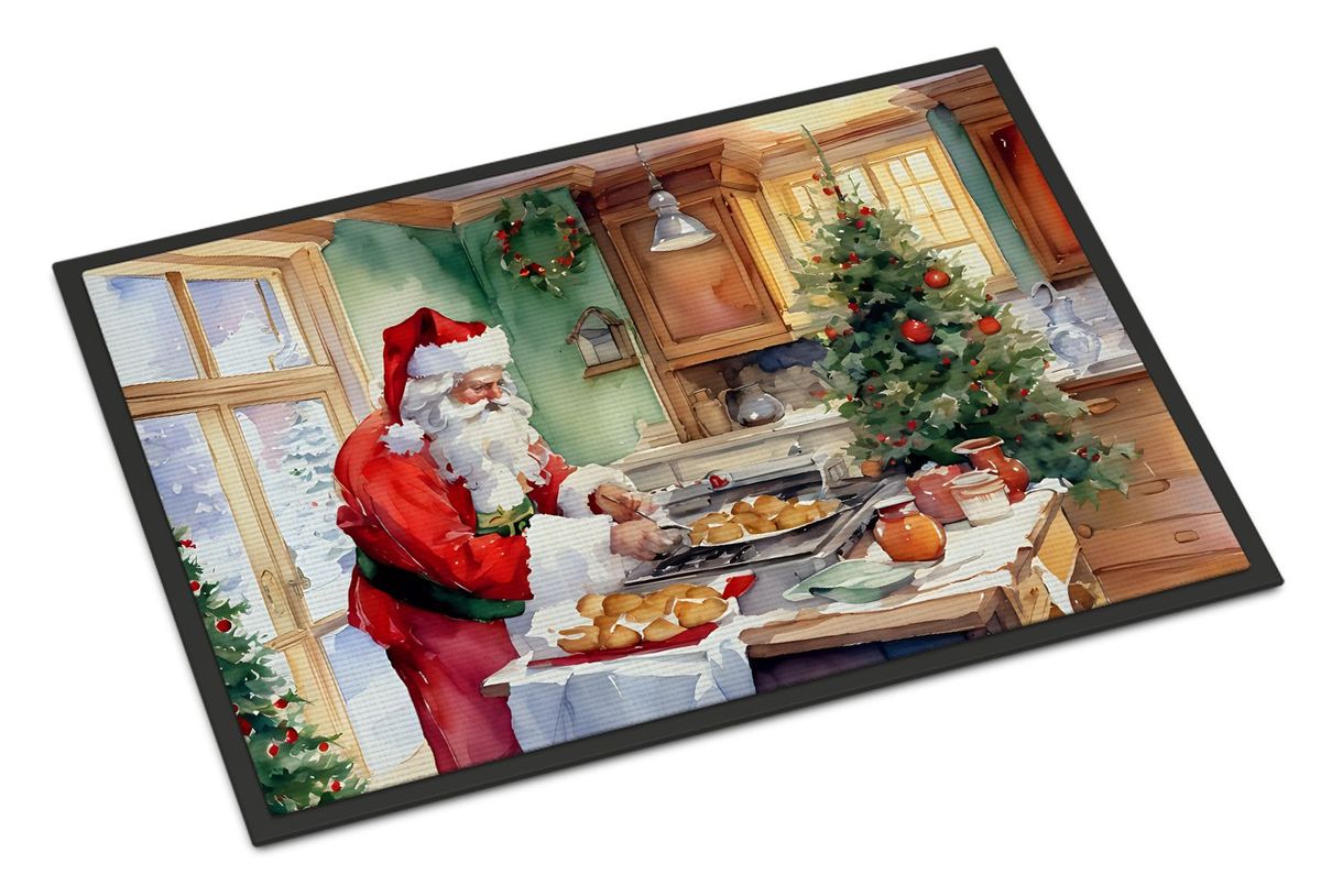 Cookies With Santa Claus Father Christmas Doormat Front Door Mat Indoor Outdoor Rugs For Entryway, Non Slip Washable Low Pile, 24H X 36W_maomaolike.com