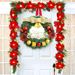 Christmas Wreath Reef For Front Door Window 24 Inch Pine Artificial Garland With Bowknot, Bells, Deer, Red Berries, Flower Gifts For Christmas Party Decor_maomaolike.com