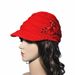 Hot Sale Womens Cable Visor with Flower Accent women Knit Beret Baggy Beanie Cap Hat_maomaolike.com