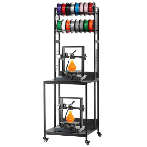 3D Printer Filament Storage Rack, 4-Tier 3D Printer Stand With Filament Storage, Spools Holder Racks Cart With Wheels, Filaments Organzied For 3D Printing Station, Office, Workshop (Shelf Only)_maomaolike.com