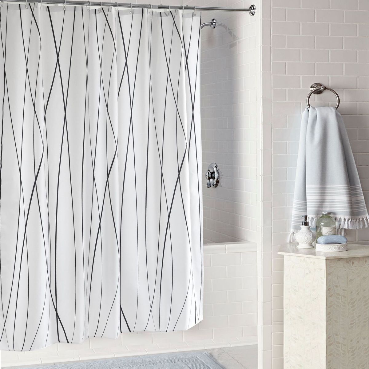 Home Garden Waterproof And Impermeable Printed Shower Curtain Polyester Punch Free Shower Curtain Spot_maomaolike.com