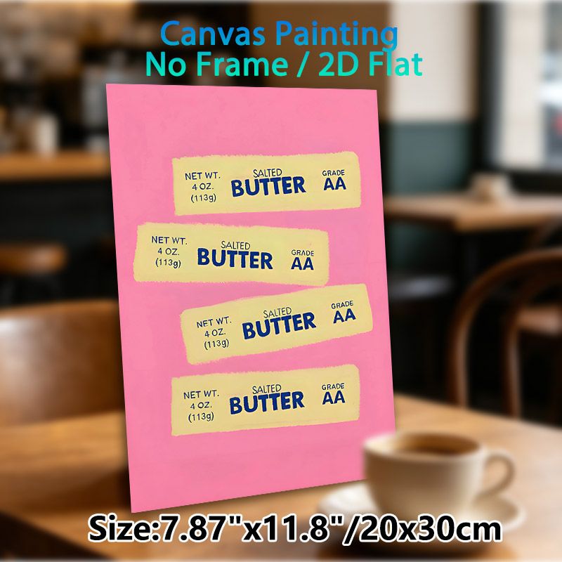 Butter Label Themed Painting Poster, Vibrant Retro-style Butter Label Pattern Poster, Playful Kitchen-inspired Decor For Home Kitchen And Dining Area_maomaolike.com