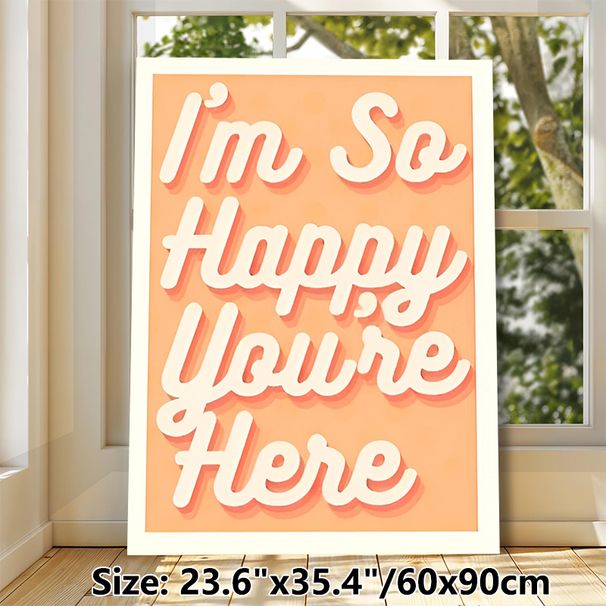Warm Welcome Quote Painting Poster, Soft Peach-toned Retro Typographic Poster, Uplifting Heartfelt Message, Ideal For Living Room, Entryway And Cozy_maomaolike.com