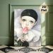 Pierrot-style Lady With Rose Painting Poster, Soft-toned Artistic Portrait Poster, Poignant Emotional Artwork Ideal For Bedroom And Living Room Wall_maomaolike.com
