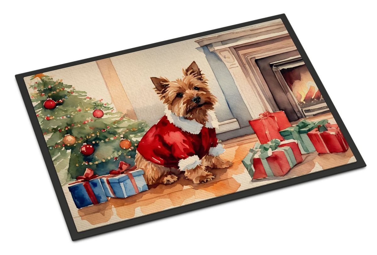Norwich Terrier Cozy Christmas Doormat Front Door Mat Indoor Outdoor Rugs For Entryway, Non Slip Washable Low Pile, 24H X 36W_maomaolike.com