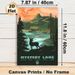 Mystery Lake Outdoor Landscape Painting Poster, Vibrant Retro-style Scenic Lake & Mountain With Deer Silhouette Poster, Rustic Natural Touch Ideal For_maomaolike.com