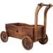 Wooden Wagon Planter Box, Mobile Garden Planter With 4 Wheels, Handle, Drain Hole, Decorative Flower Planter For Indoor & Outdoor Decor, Wooden Flower Cart For Patio, Garden, Balcony, Brown_maomaolike.com
