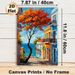 Coastal Town Painting Poster, Vibrant Impressionist-style Colorful Seaside Street With Autumn Tree & Ocean View Poster, Brings Warm Scenic Ambiance_maomaolike.com