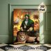 Islamic Religious Figure With Lion Painting Poster, Vivid Realistic Artistic Poster, Depicting Revered Figure With Lion, Domed Mosque, Doves And Palm_maomaolike.com