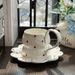 American Pastoral Style, Niche Design, Hand Pinched Irregular Ceramic Coffee Cups And Plates, Small Floral Cups And Plates_maomaolike.com