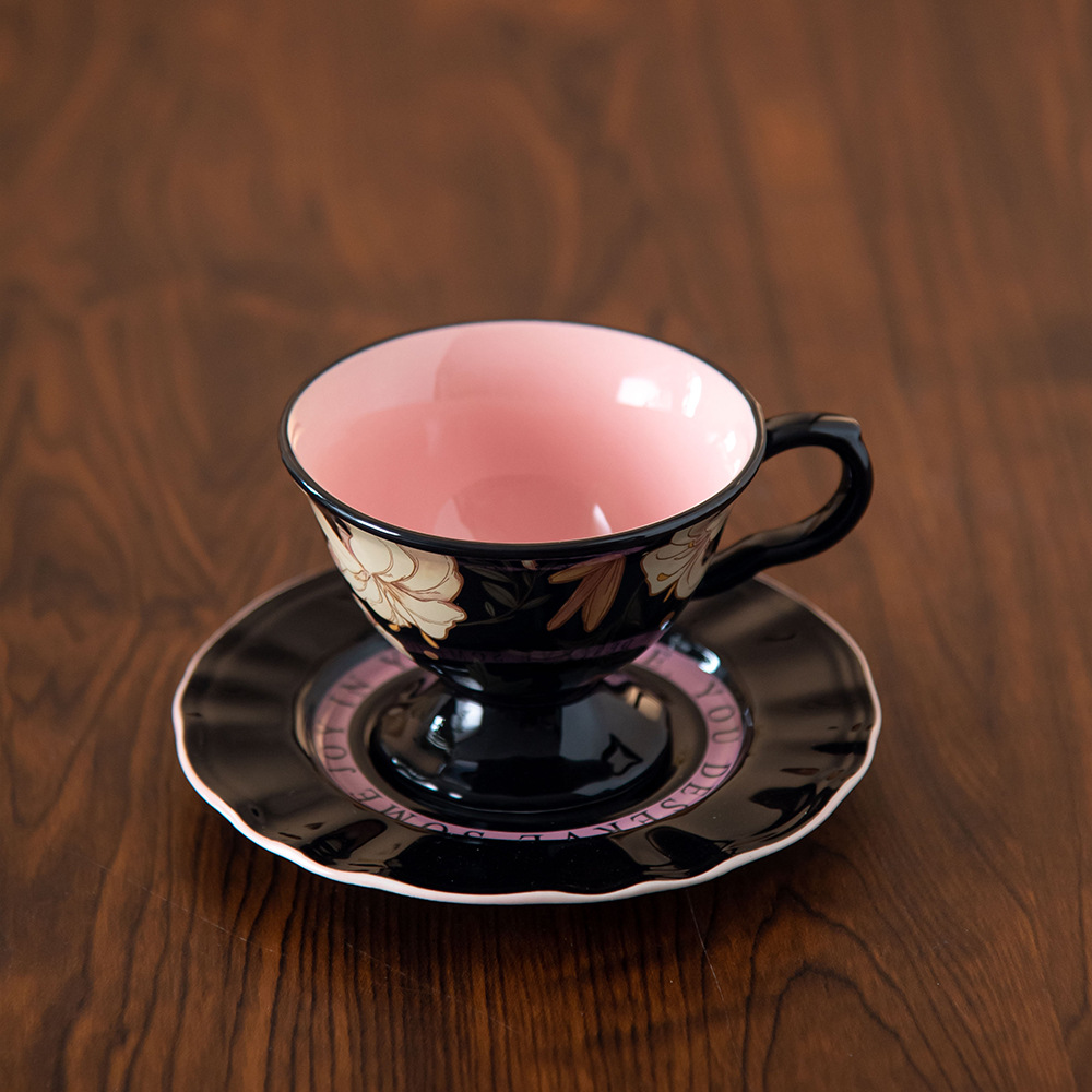 Light Luxury Ceramic Coffee Cup Set, Niche Retro High Footed Coffee Cup Plate, High Appearance Afternoon Tea Cup Gift Box Set_maomaolike.com