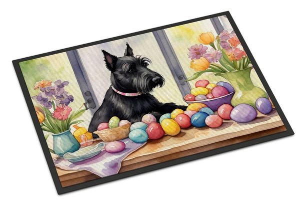 Decorating Easter Scottish Terrier Doormat Front Door Mat Indoor Outdoor Rugs For Entryway, Non Slip Washable Low Pile, 24H X 36W_maomaolike.com