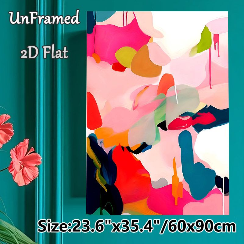Abstract Colorful Art Painting Poster, Vibrant Fluid Color-block Abstract Poster, Adds Artistic Visual Charm, Suitable For Living Room, Bedroom And_maomaolike.com