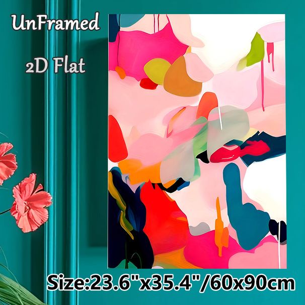Abstract Colorful Art Painting Poster, Vibrant Fluid Color-block Abstract Poster, Adds Artistic Visual Charm, Suitable For Living Room, Bedroom And_maomaolike.com