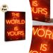 "The World Is Yours" Motivational Painting Poster, Warm Neon-style Typography With Dimmed Figure Poster, Inspiring Wall Decor For Home Office, Living_maomaolike.com