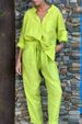 Women's 2-piece Oversized Cotton And Linen Shirt Set, High Waisted Loose Pants Set_maomaolike.com