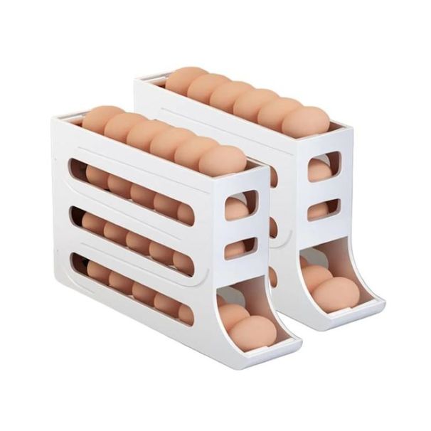 2pcs Kitchen Eggs Organizer 4-layer Slide Refrigerator Eggs Rack_maomaolike.com