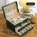 Multifunctional Large Three-Layer Lockable Leather Jewelry Earring Storage Box_maomaolike.com