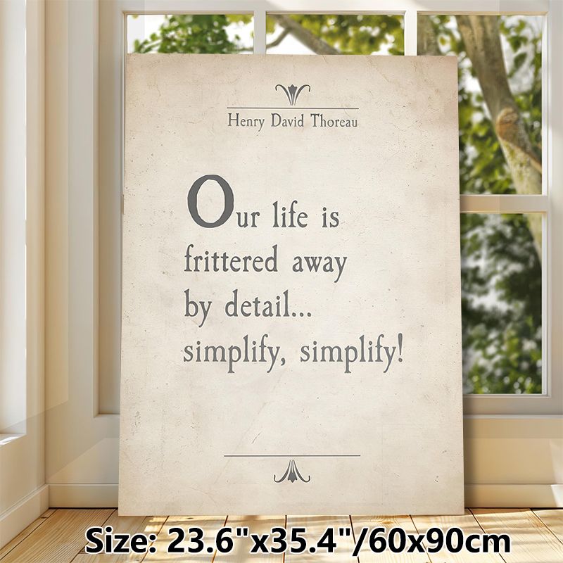 Henry David Thoreau Inspirational Quote Painting Poster, Vintage-style Typographic Text Poster, Delivers Simple Life Message, Ideal For Home Office_maomaolike.com