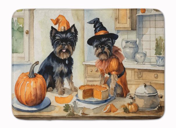 Affenpinscher Fall Kitchen Pumpkins Memory Foam Kitchen Mat Machine Washable Anti-Fatigue Mat Cushion Comfort Bath Mat Or Kitchen Rug_maomaolike.com