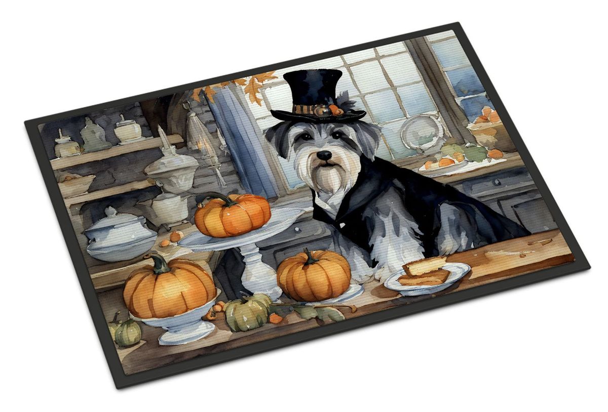 Schnauzer Fall Kitchen Pumpkins Doormat Front Door Mat Indoor Outdoor Rugs For Entryway, Non Slip Washable Low Pile, 24H X 36W_maomaolike.com