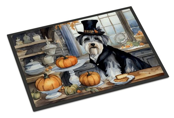 Schnauzer Fall Kitchen Pumpkins Doormat Front Door Mat Indoor Outdoor Rugs For Entryway, Non Slip Washable Low Pile, 24H X 36W_maomaolike.com