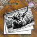 Highland Cow Painting Poster, Monochrome Realistic Animal Portrait Poster, Detailed Textured Depiction Ideal For Farmhouse And Living Room Wall Decor_maomaolike.com