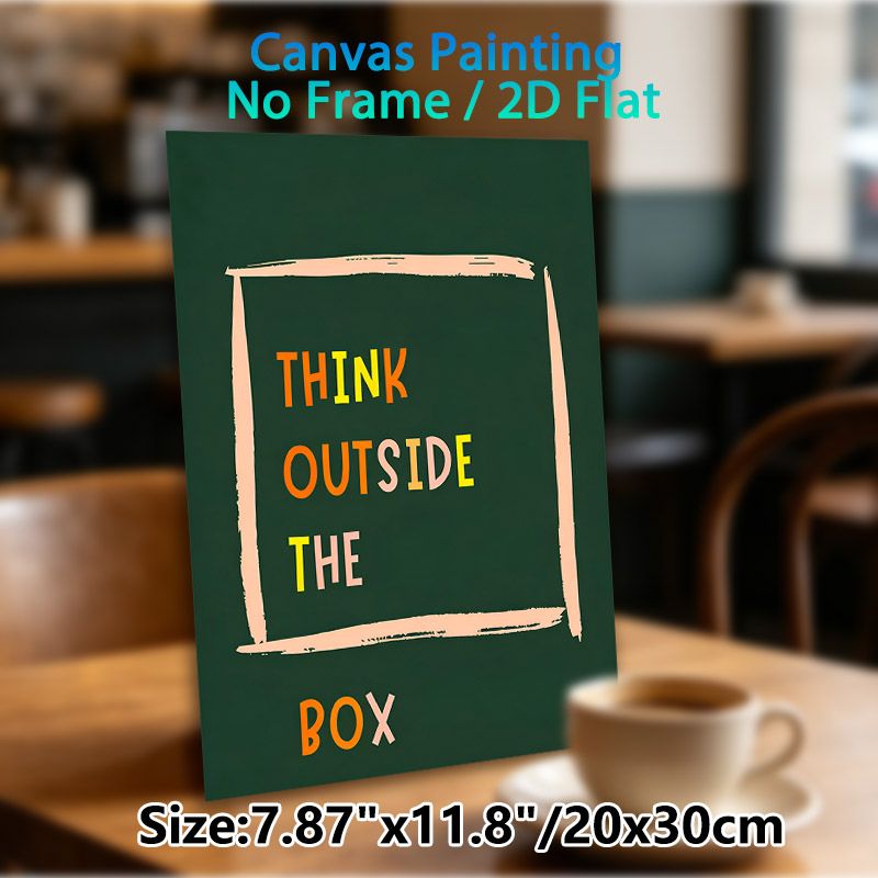 Inspirational "Think Outside The Box" Painting Poster, Warm-toned Hand-drawn Typography Poster, Motivational Quote Decor Suitable For Office, Study_maomaolike.com