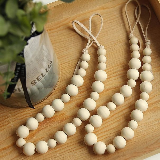 Wooden Bead Leather Handmade Woven String Decorative Ornament Hotel Homestay Curtain Tie Rope Cross-Border Factory_maomaolike.com