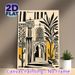 Moroccan Architecture Painting Poster, Vibrant Bohemian-style Moroccan Archway With Stained Glass & Desert Plants Poster, Exotic Cultural Decor Ideal_maomaolike.com