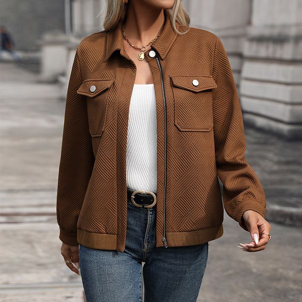 Women's Clothing lapel cardigan autumn new retro Maillard jacket coat_maomaolike.com