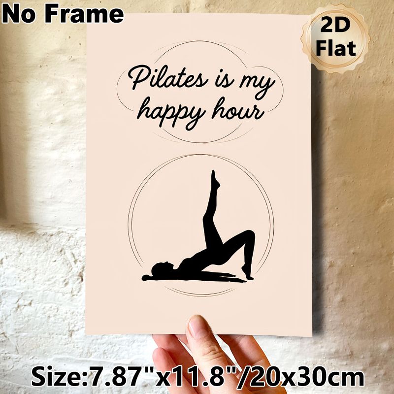 Pilates Themed Painting Poster, Minimalist Silhouette Figure & Typography Poster, Inspirational Fitness Quote Decor Ideal For Home Gym, Yoga Studio_maomaolike.com