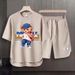 Men's Clothing 2024 Waffle Casual Summer Suit Men's Loose Teen Short sleeved T shirt Shorts Handsome Two piece Suit_maomaolike.com