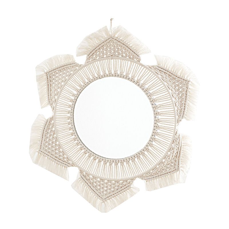 Nordic Handwoven Cotton Rope Makeup Mirror Bedside Bedroom Homestay Entrance Hotel Decoration Wall Hanging_maomaolike.com