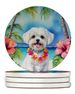 Maltese Luau Large Sandstone Coasters Pack Of 4 Absorbent Round Coasters Decor Gifts For Men Or Women, 4 In, Multicolor_maomaolike.com