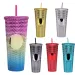 Straw With Lid Colorful Quality Matte Finish Double Wall Coffee Mug Plastic Studded Durian Tumblers Cold Bling Cup_maomaolike.com