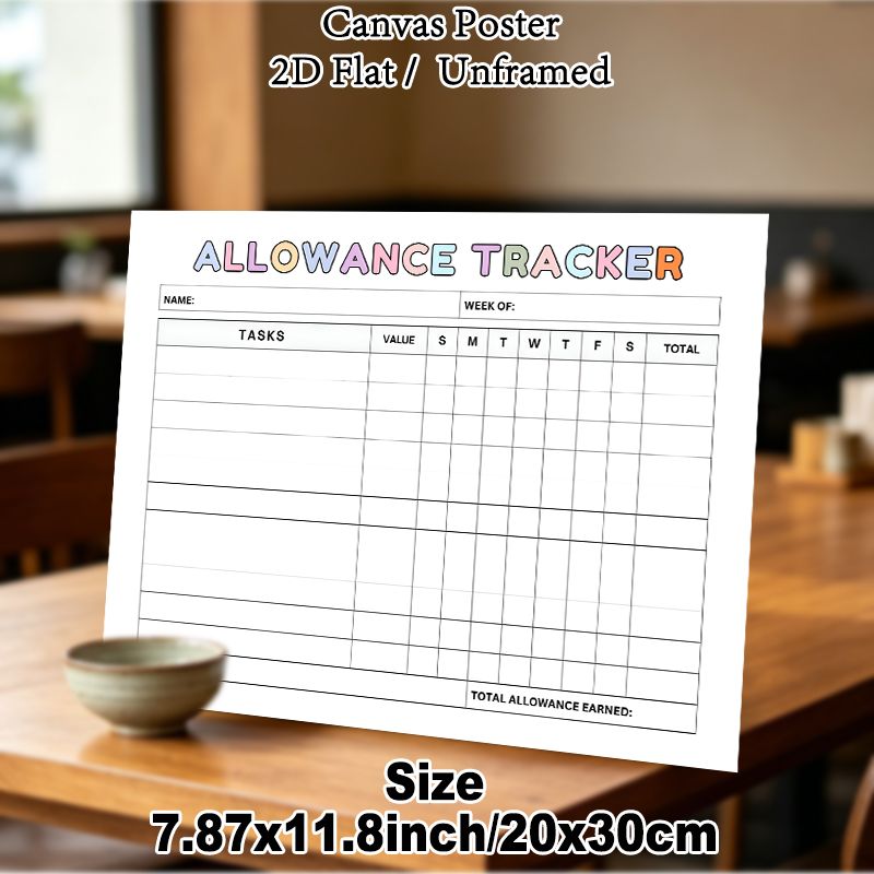 Allowance Tracker Painting Poster, Pastel-colored Structured Table Poster, Practical Tool To Track Weekly Tasks And Earned Allowance For Home Use_maomaolike.com